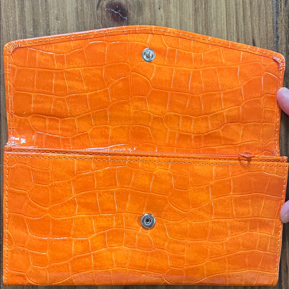 Source Unknown Vibrant Orange Crocodile-Embossed … - image 2
